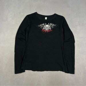 Y2K Black Graphic Long Sleeve Shirt